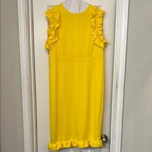 Chic Ruffle Midi Dress - Bright Yellow